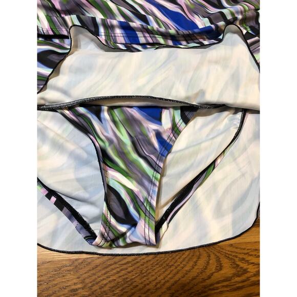 Kenneth Cole Ladies Tankini 2 Piece Swimsuit 34 B/C Medium Multicolor white blue - Picture 6 of 8